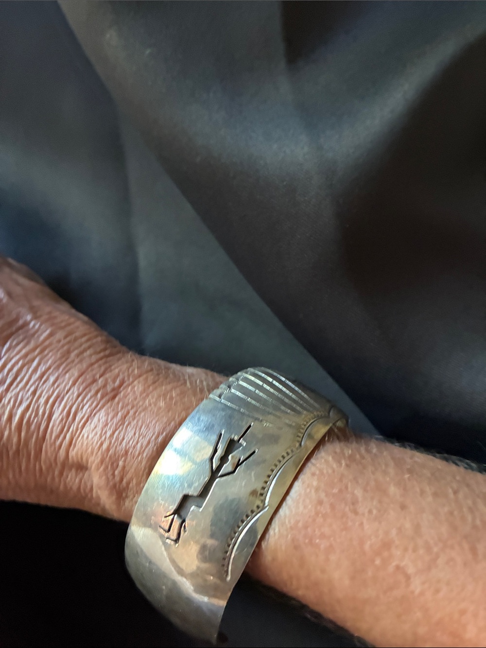 Sterling-Inspired Silver Tone Men's Cuff Bracelet - Picture 2 of 6